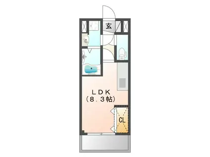 VILLA COURT CARROT7(ワンルーム/1階)の間取り写真