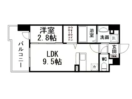 グランヒルズ戸畑(1LDK/8階)の間取り写真