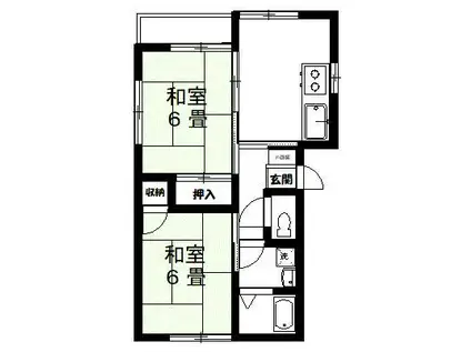新芽ハイツ(2DK/1階)の間取り写真