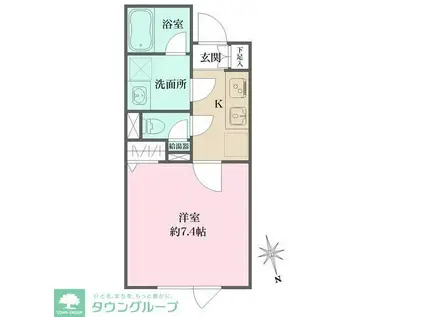 アトリオフラッツ三軒茶屋ノース(1K/2階)の間取り写真