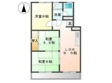 SUNNY PLACE(3DK/4階)の間取り写真