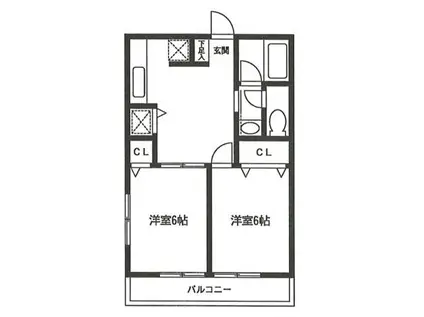 フォーレ高野台(2DK/2階)の間取り写真