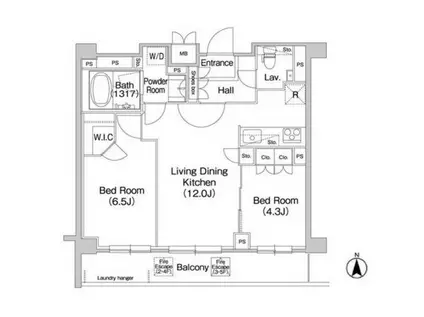 コンフォリア駒場(2LDK/5階)の間取り写真