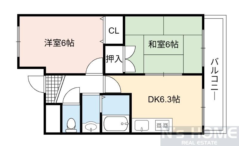 メゾンエクセレント(2DK/3階)の間取り写真