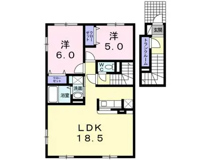 クレイトンアベニュー(2LDK/2階)の間取り写真