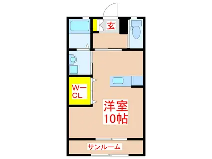 エスポワール加治木B棟(ワンルーム/1階)の間取り写真