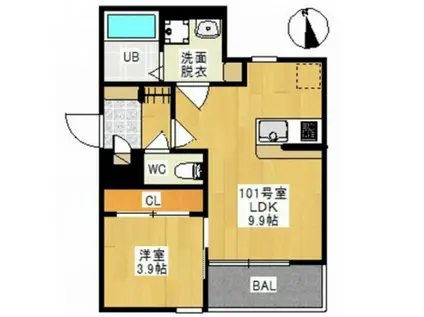 REGALEST FALCON OKUDA(1LDK/1階)の間取り写真