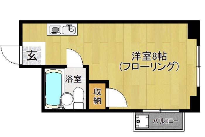 メリーメイト二日市(ワンルーム/2階)の間取り写真