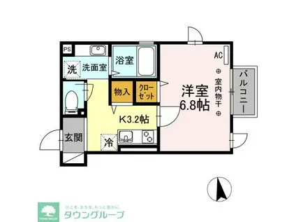 ラ・セーヌ(1K/2階)の間取り写真