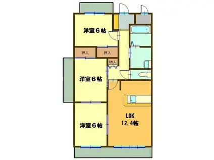 カンファタブル(3LDK/3階)の間取り写真