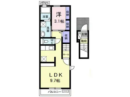 ルーチェ高砂(1LDK/2階)の間取り写真