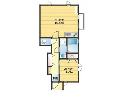 ロウティアレ(1LDK/1階)の間取り写真