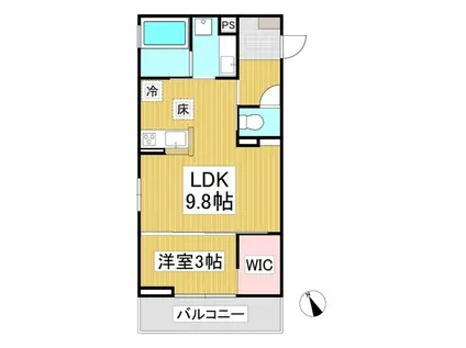 トリシア横町ノース(1LDK/3階)の間取り写真