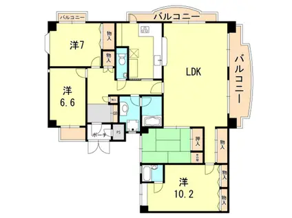 フォーシーズンズ芦屋(4LDK/3階)の間取り写真