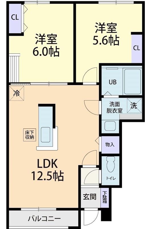 AMABILE(2LDK/1階)の間取り写真
