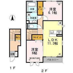 プラム シャルマン(2LDK/2階)の間取り写真
