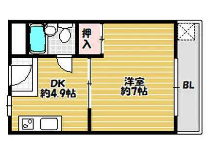 スミコー駅前コーポ(1DK/4階)の間取り写真