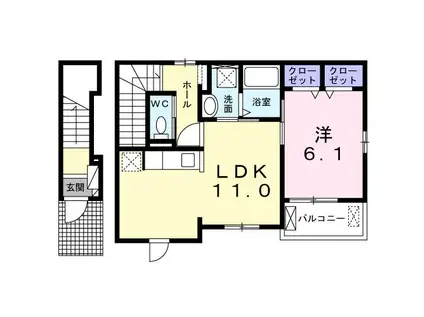 カームリー(1LDK/2階)の間取り写真