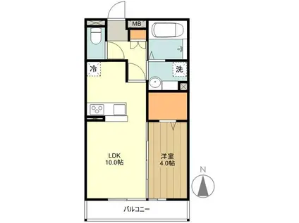 ラ・プランタン北野(1LDK/2階)の間取り写真
