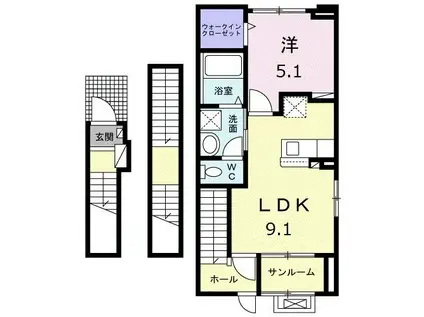あいの風とやま鉄道 高岡駅 徒歩4分 3階建 築3年(1LDK/3階)の間取り写真