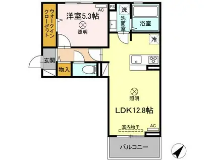 GLANZ.KII(1LDK/2階)の間取り写真