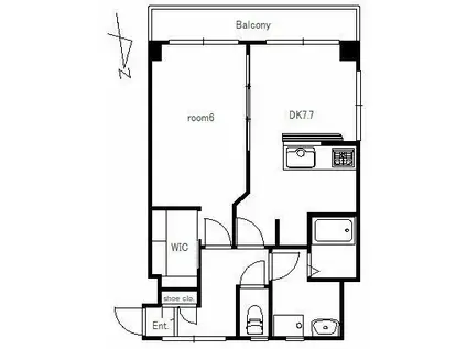 グリーンコーポ高島(1DK/4階)の間取り写真