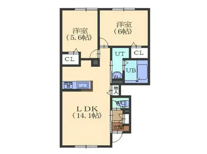 グランドール(2LDK/1階)の間取り写真