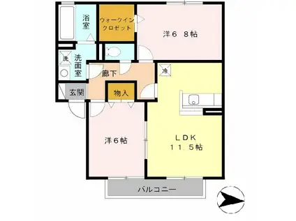 スプランデュールA棟(2LDK/1階)の間取り写真