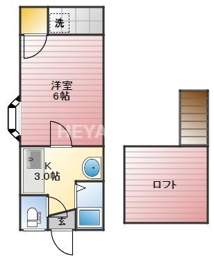 クイーンパレス坂本(1K/2階)の間取り写真