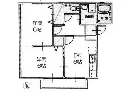 コンフォーレ今宿(2DK/1階)の間取り写真