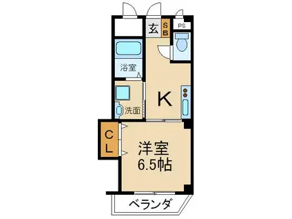 エムズキューブII(1K/1階)の間取り写真