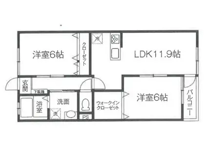 ハートフルレジデンス金川(2LDK/2階)の間取り写真