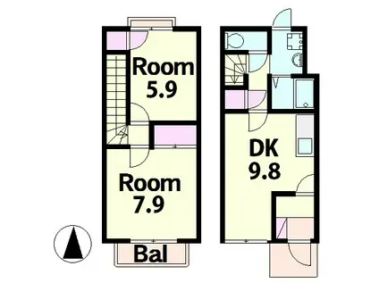 シャルム壱番館(2DK/1階)の間取り写真