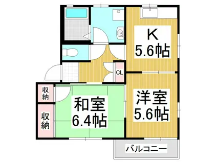 ダイヤモンドディアスMIZUYA D棟(2K/2階)の間取り写真