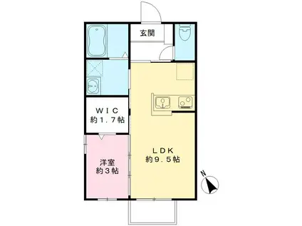 グリーンハイツL棟(1LDK/1階)の間取り写真