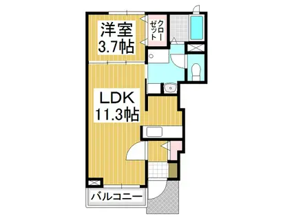 エテルネル(1LDK/1階)の間取り写真