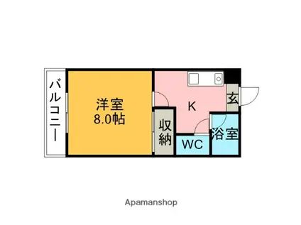 サンクチュアリ高倉C(1K/1階)の間取り写真