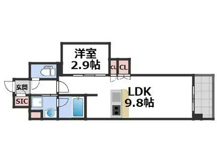 コンフォリアリブ博労町一丁目Q(1LDK/7階)の間取り写真