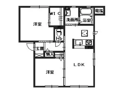 ティアラ駅南C(2LDK/1階)の間取り写真