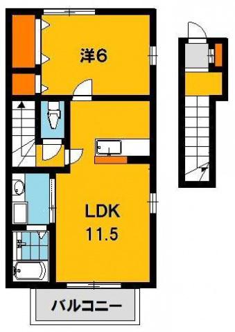 クレスト雅A棟(1LDK/2階)の間取り写真