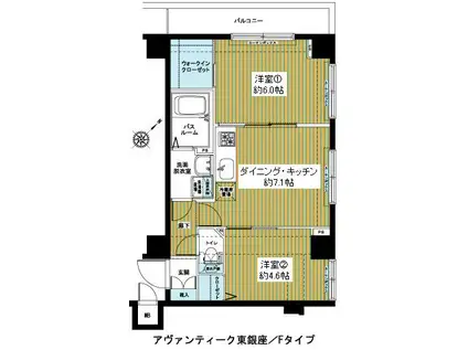 ZOOM東銀座 ズーム東銀座(2DK/3階)の間取り写真
