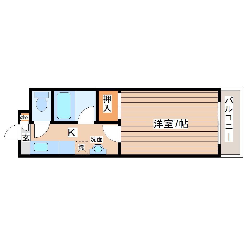 メゾンドール八木山弥生町(1K/3階)の間取り写真