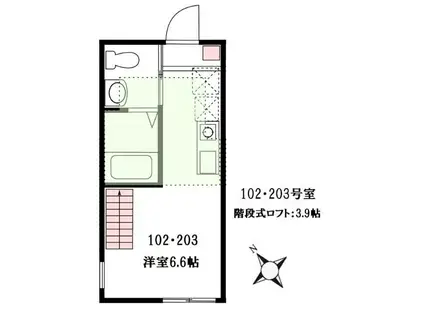ハーミットクラブハウス二俣川AI(ワンルーム/1階)の間取り写真