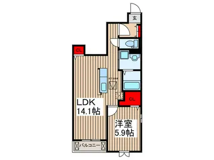 フラン・ブルーム(1LDK/1階)の間取り写真