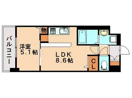 フィーノ南福岡(1LDK/7階)の間取り写真