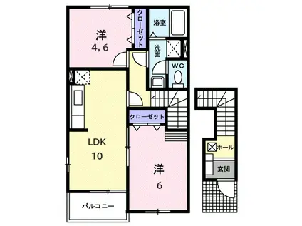 ダックバレイ(2LDK/2階)の間取り写真