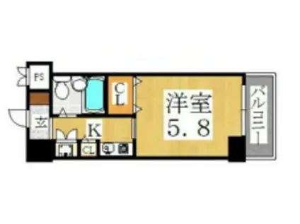 ロマネスク天神ノ森(1K/1階)の間取り写真