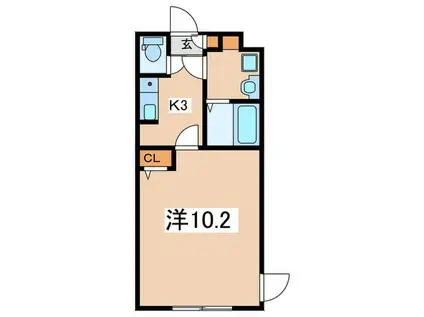 イーストヒルズII(1K/1階)の間取り写真