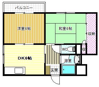 YS COURT(2DK/1階)の間取り写真