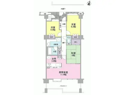 メゾン・グランツ藤枝(3LDK/9階)の間取り写真